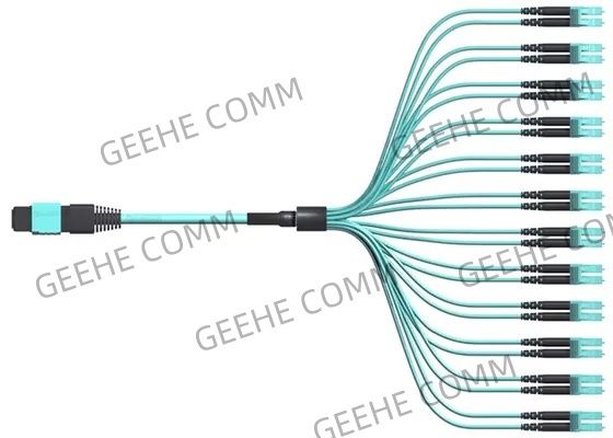 144 καλώδιο ινών ινών OM3 LC Dulpex 100G MPO