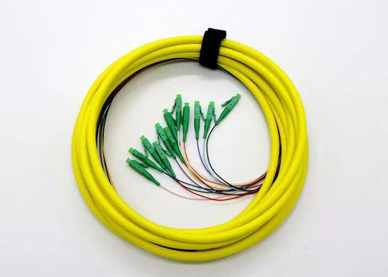 12 APC 9/125μm στάσεων OS2 τυποποιημένη LC πλεξίδα οπτικών ινών
