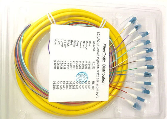 12 APC 9/125μm στάσεων OS2 τυποποιημένη LC πλεξίδα οπτικών ινών